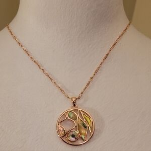 Gorgeous Rose Gold Abalone Shell Pendant Necklace - Women Jewelry